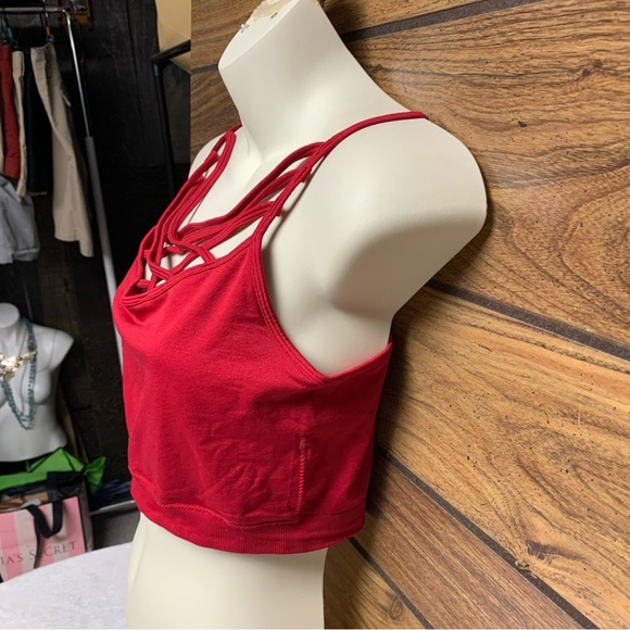Zenana red strappy bra size 1X/2X high sides pullover style - Picture 2 of 5